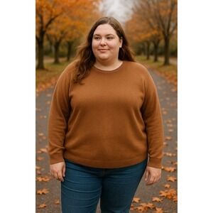 Nordstrom Women XL Brown Pullover 100% Cashmere Sweater Thrashed Minimalist